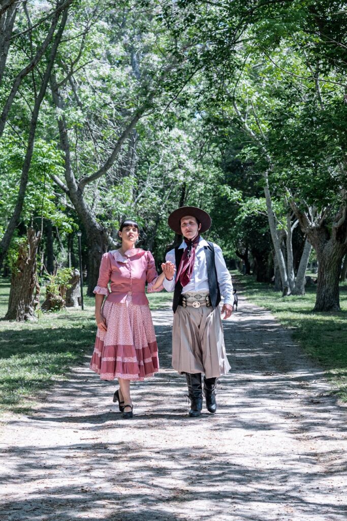 traditional gaucho couple in chascomus park